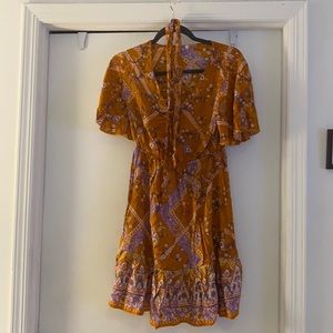 Patterned dress with headband or hair tie